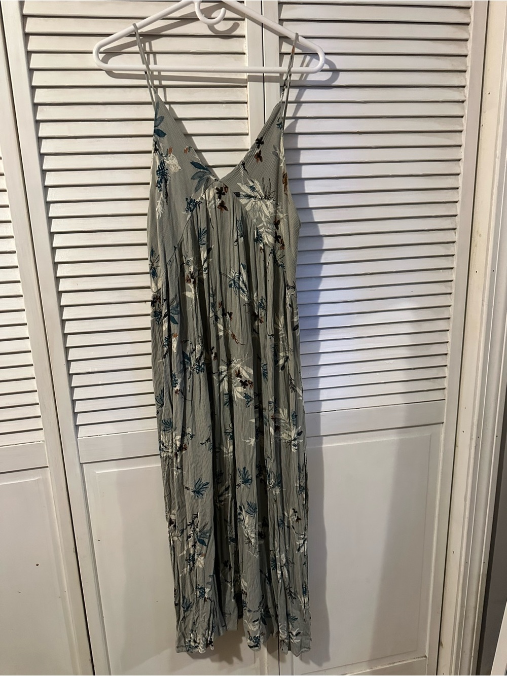 Spaghetti Strap Sage Green Floral Maxi Dress
